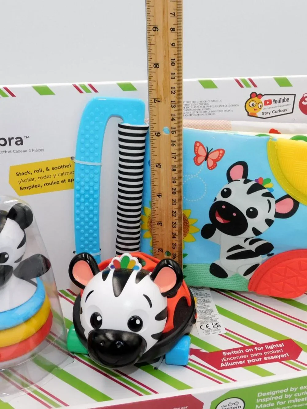 Baby Einstein Zen Zebra 3 Pce Gift Set Jungle Car Book Stack Wobble Jungle NEW